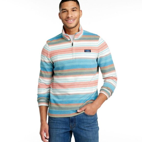L.L. Bean Men's Comfort Stretch Pique Quarter Zip Pullover Size Medium - Picture 1 of 9